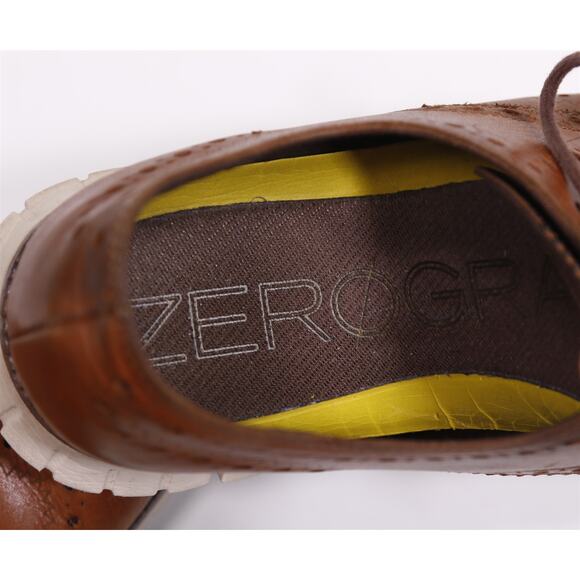 Cole Haan Mens British Tan Brown Zero Grand Wingtip Oxford Dress Shoes 9